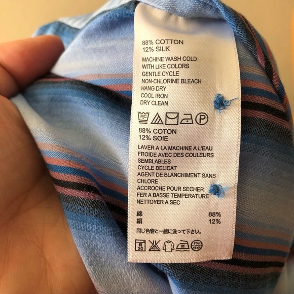 Tommy Bahama Cotton Blue Red Stripe Button Front Long Sleeve H9 - Picture 5 of 5